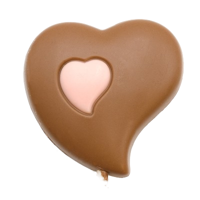 Piruleta de chocolate con leche y corazón rosa 25g