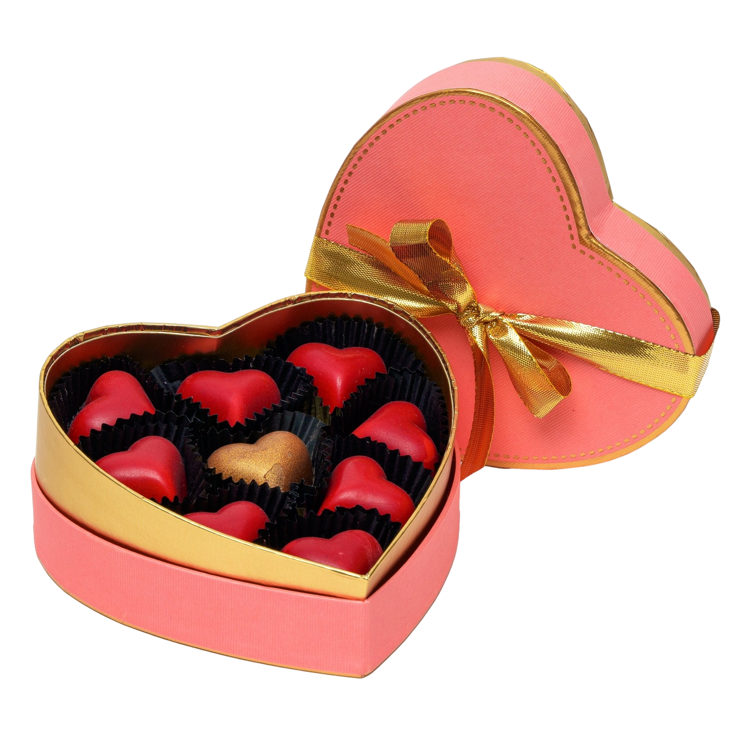Corazón rosa caja de 9 bombones belgas 135g