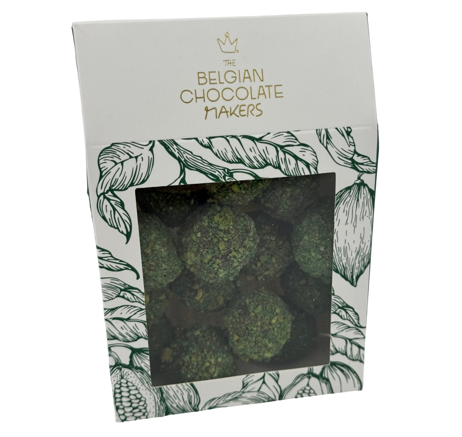 Bolsa de trufas belgas con cobertura de pistacho 160g