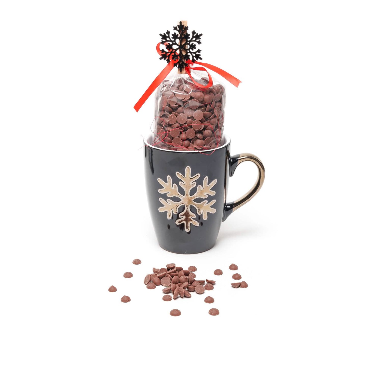 Chocolate negro caliente en taza copos de nieve (negro) 200 Grs