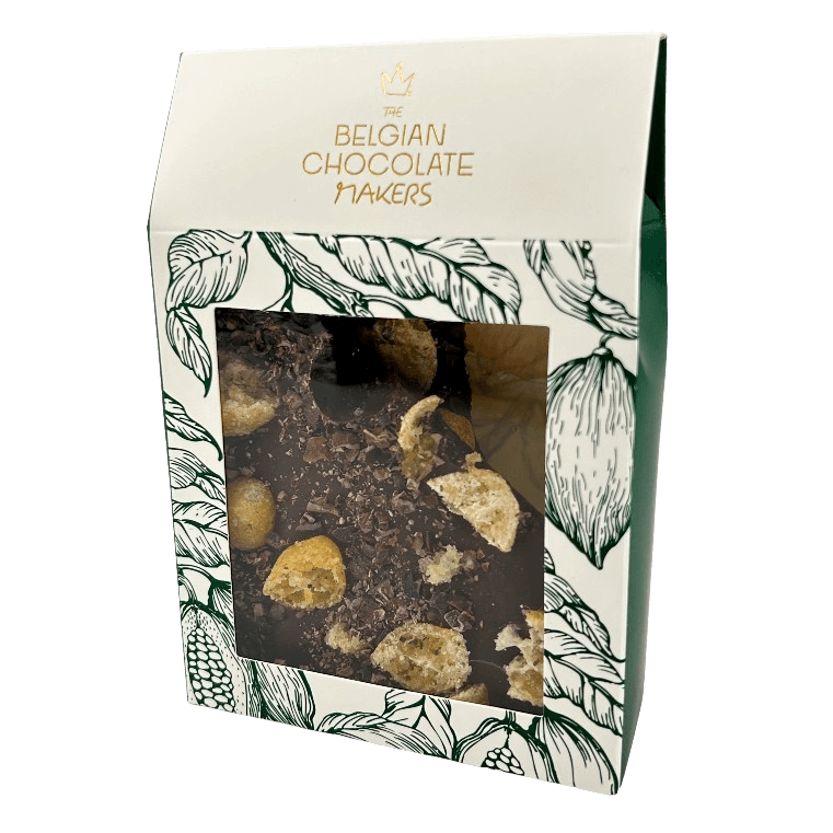 Barritas rotas de chocolate negro con kumquat y nibs de cacao