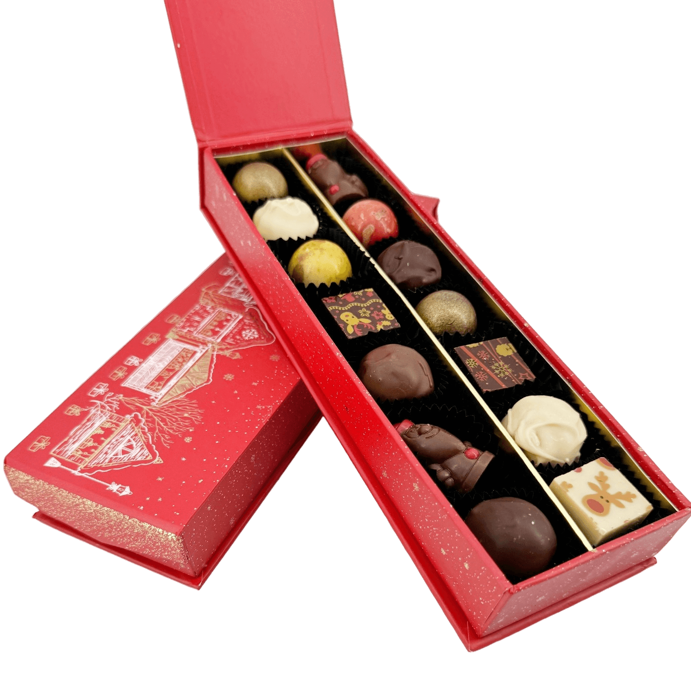 Aldea de Navidad caja 14 pralinés y trufas 225g