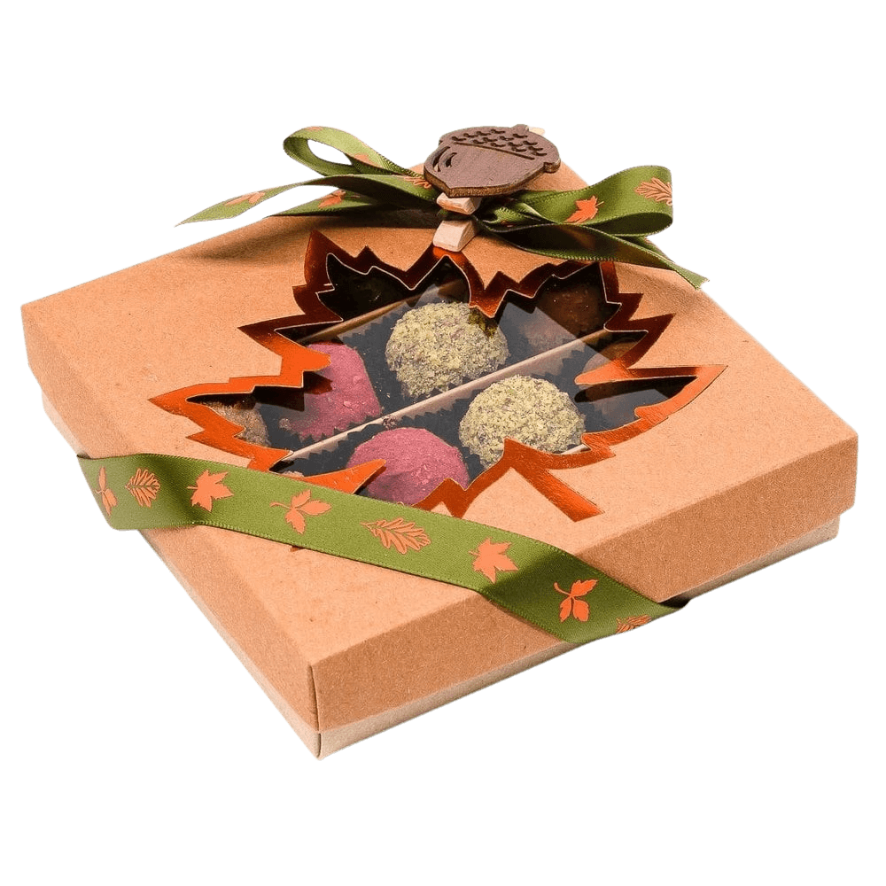 Mezcla de trufas belgas de otoño en caja de regalo artesanal
