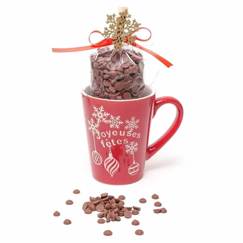Hot milk chocolate in cup (Joyeuses fetes) 200 Grs - The Belgian Chocolate Makers