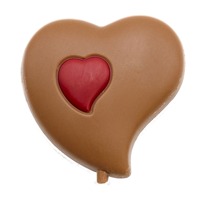 Piruleta de chocolate con leche y corazón rojo 25g