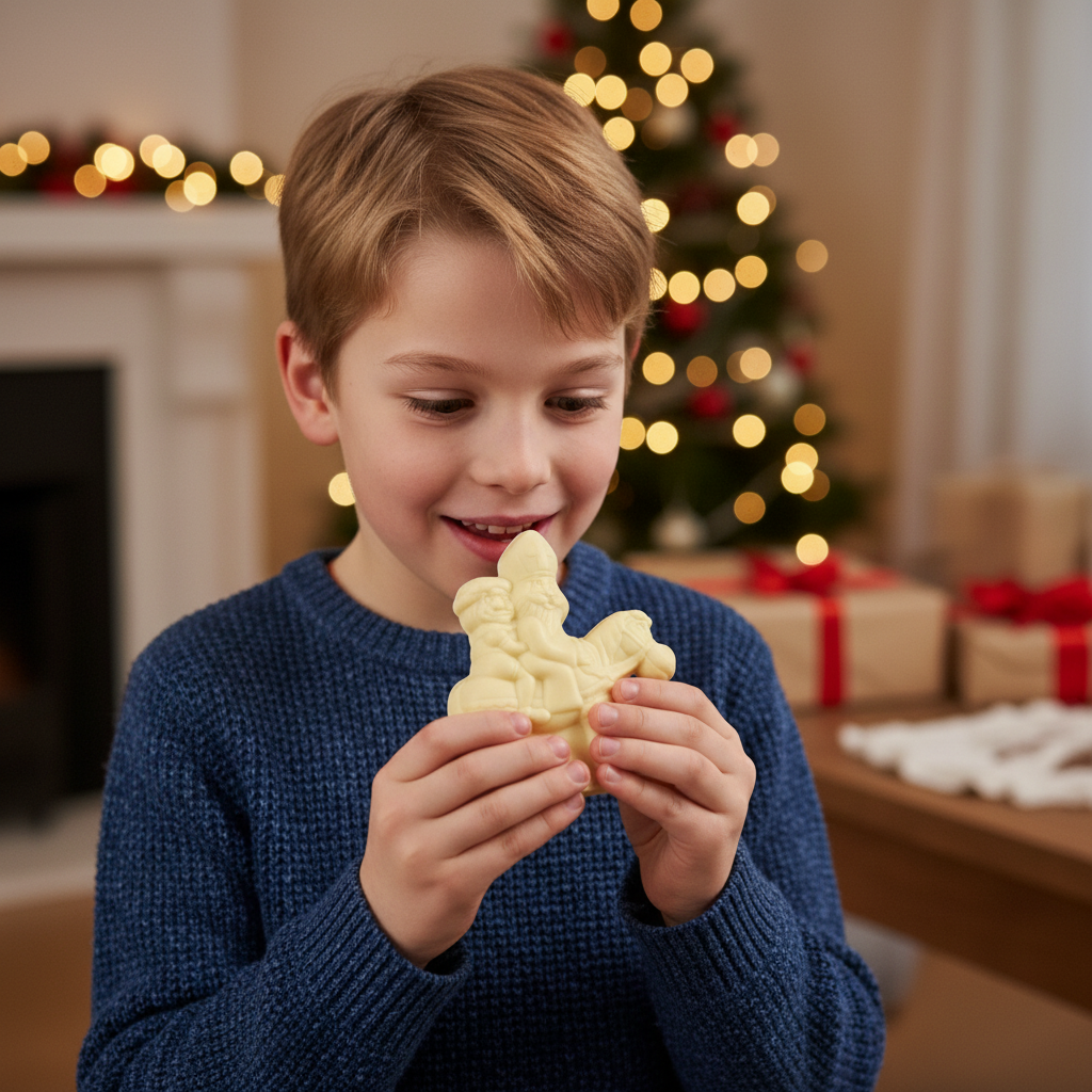 San Nicolás de chocolate blanco montado en su caballo 230g