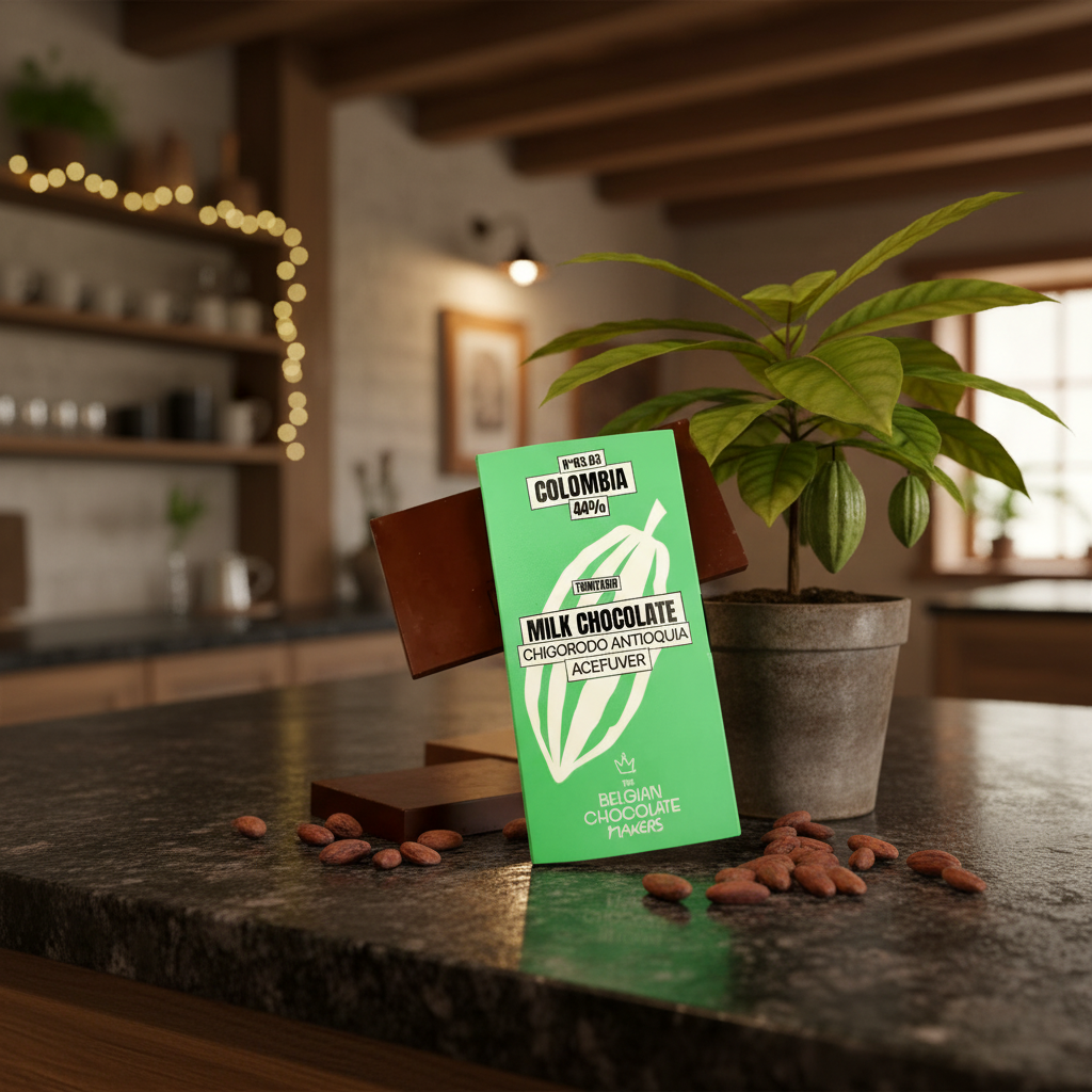 Tableta de chocolate origen Colombia Chigorodo Antiquia Acefuver 44%