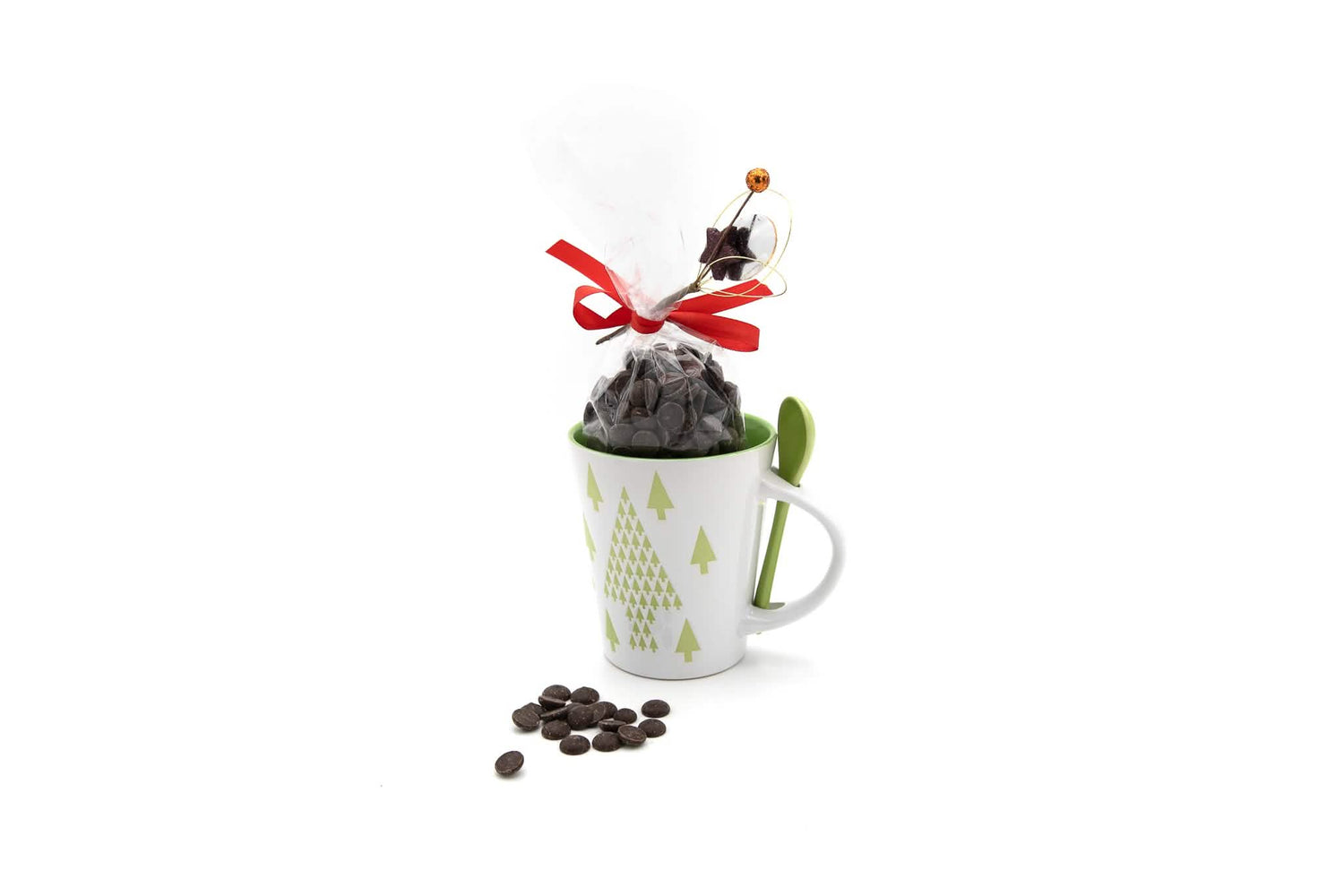 Chocolate negro caliente a la taza (árbol verde) 200 Grs