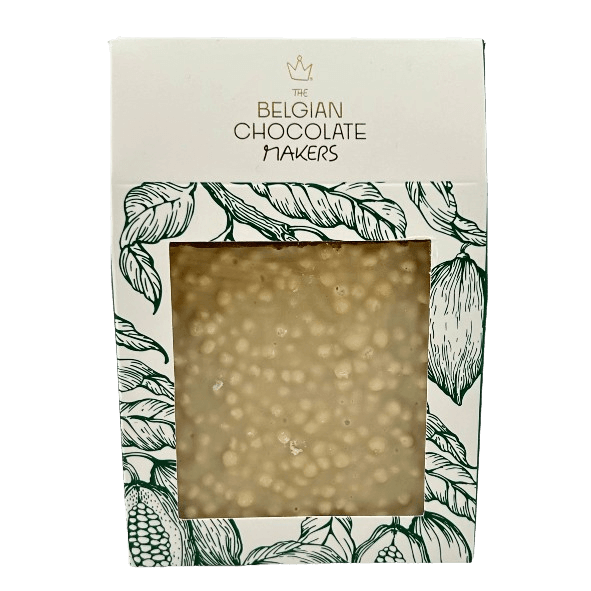 Barritas rotas de chocolate blanco con arroz inflado