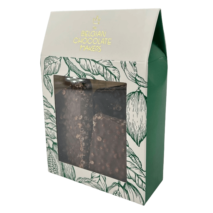 Barritas rotas de chocolate negro con arroz inflado