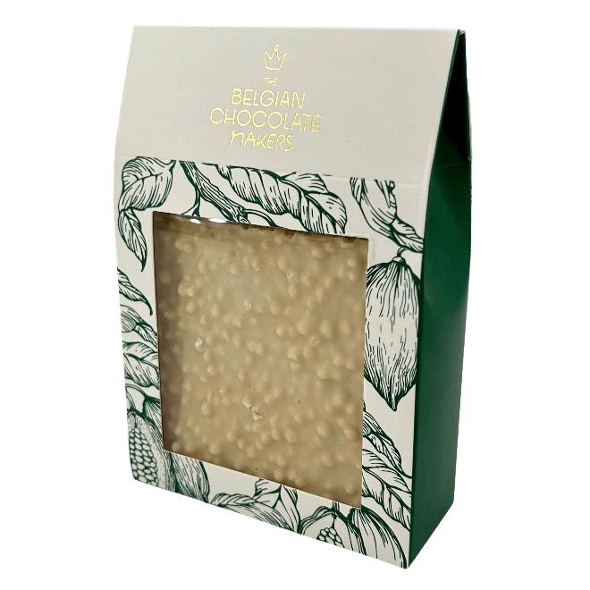 Barritas rotas de chocolate blanco con arroz inflado