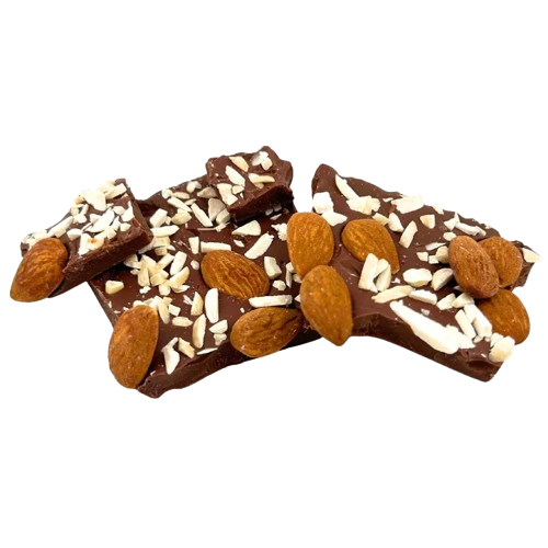 Barritas rotas de chocolate con leche y almendra