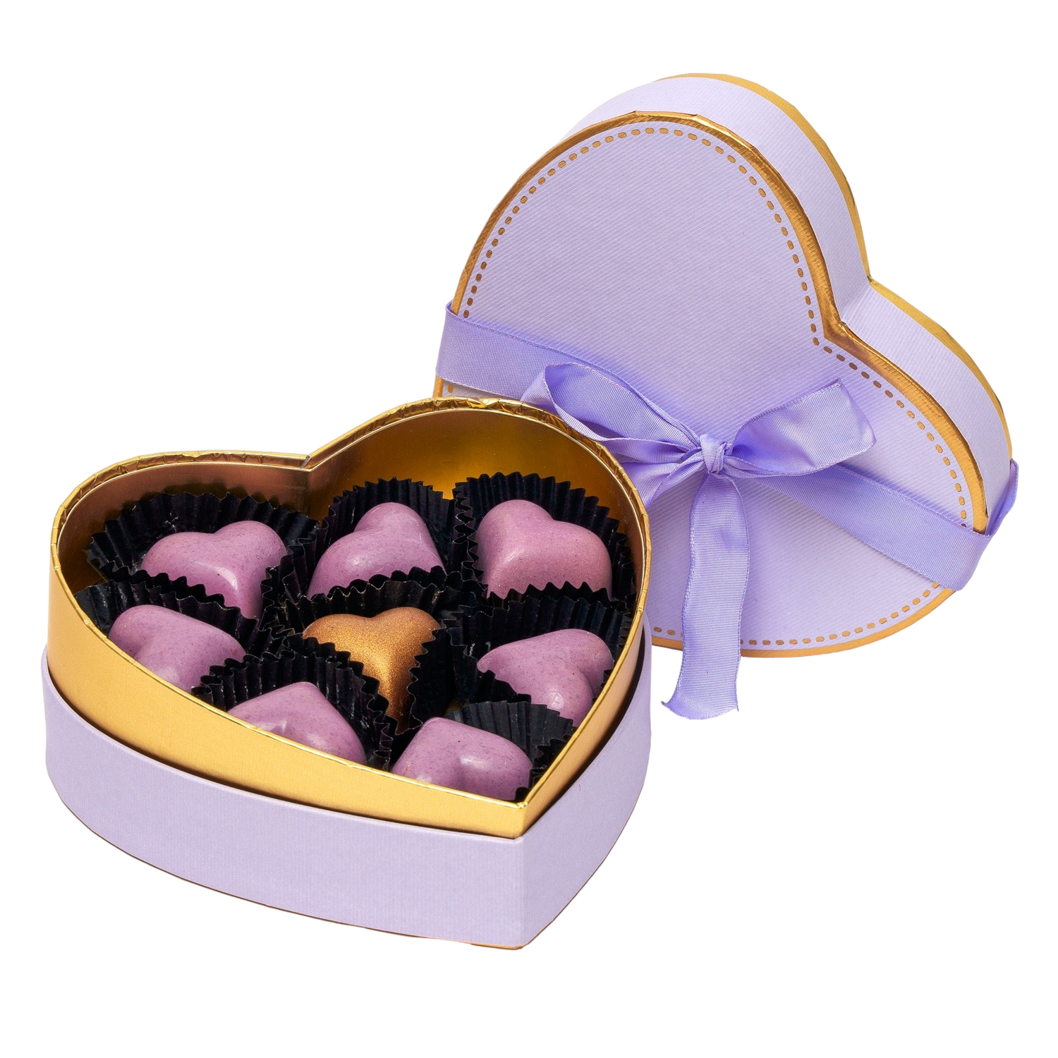 Corazón morado caja de 9 bombones belgas 135g